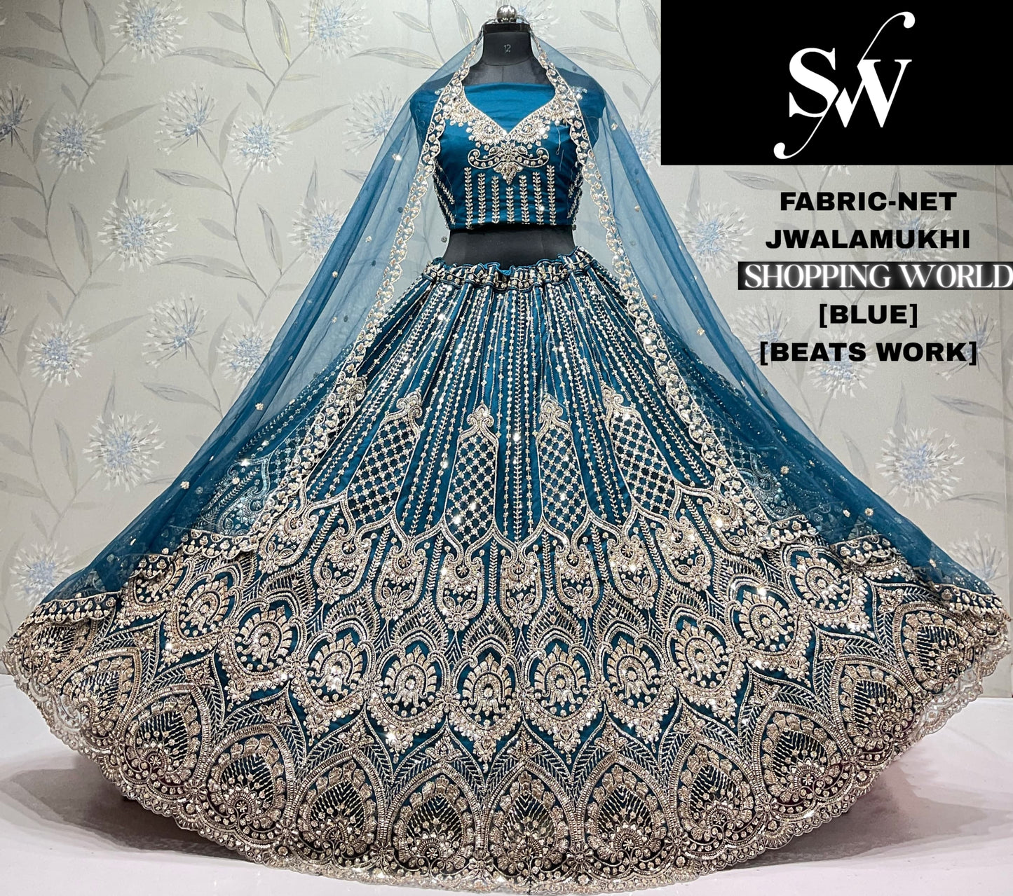 Sky Blue Net Lehenga