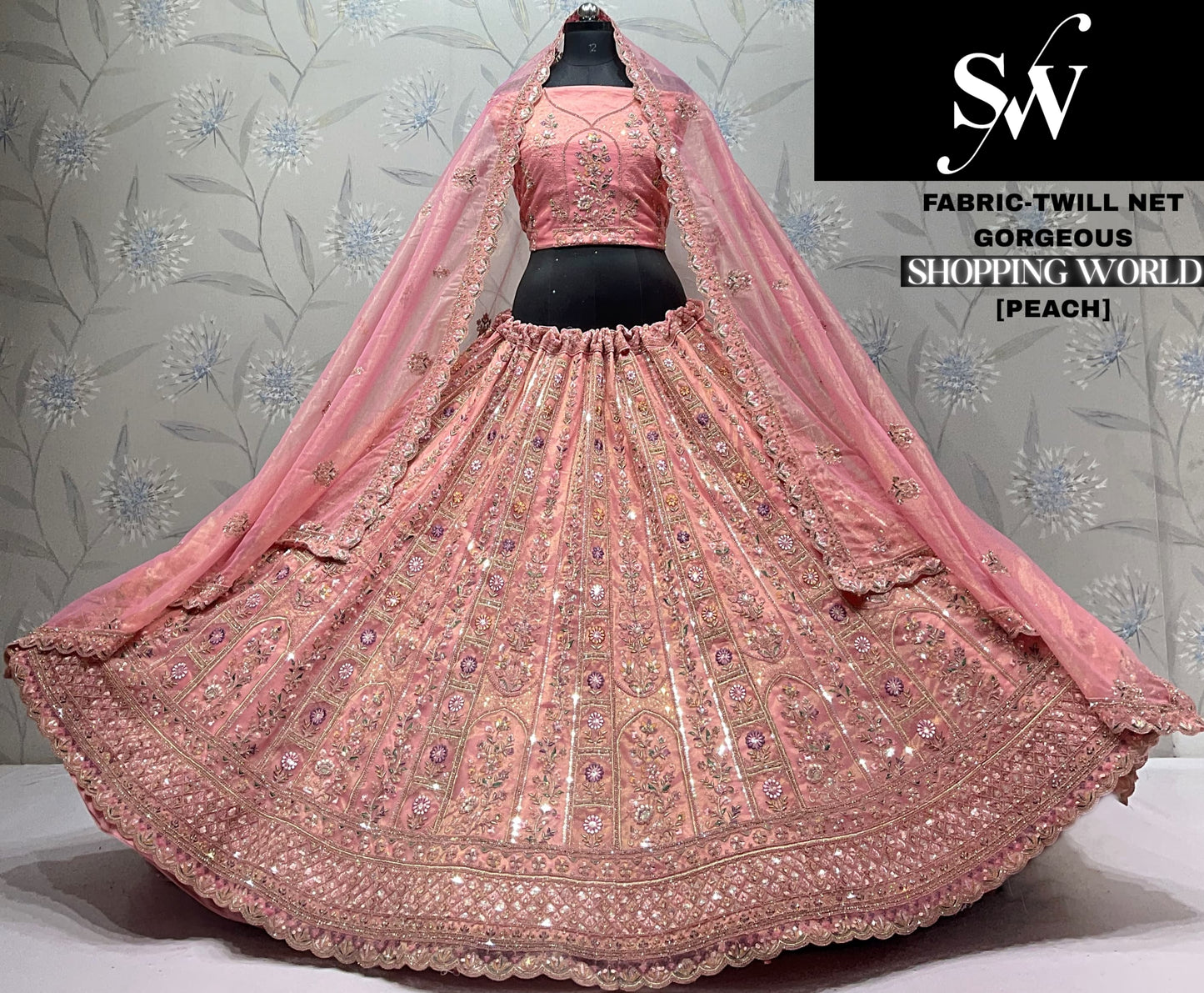 White Twill Net Lehenga