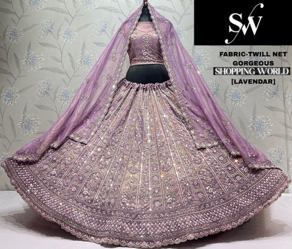 White Twill Net Lehenga
