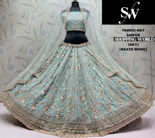 Sky Blue Net Lehenga