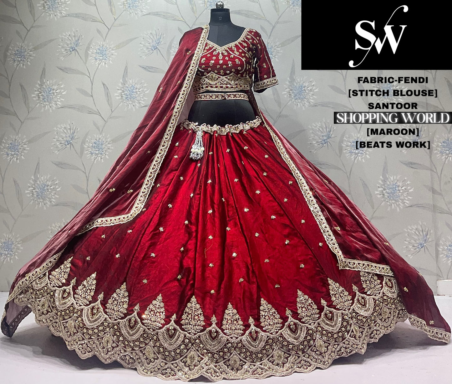 Lehenga قصير بتصميم Fendi بلون أخضر راما