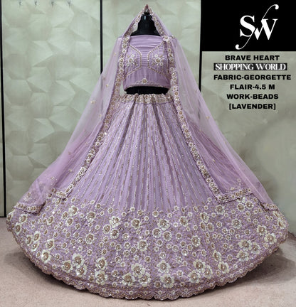 Lavender Georgette Lehenga