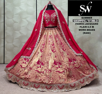 Rust Orange Jacquard Lehenga