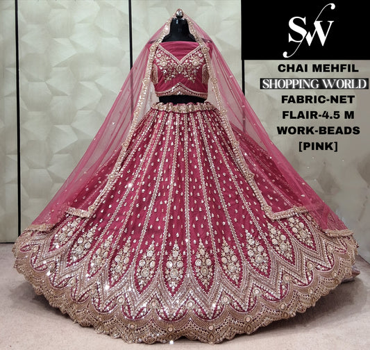 Baby pink Net Lehenga