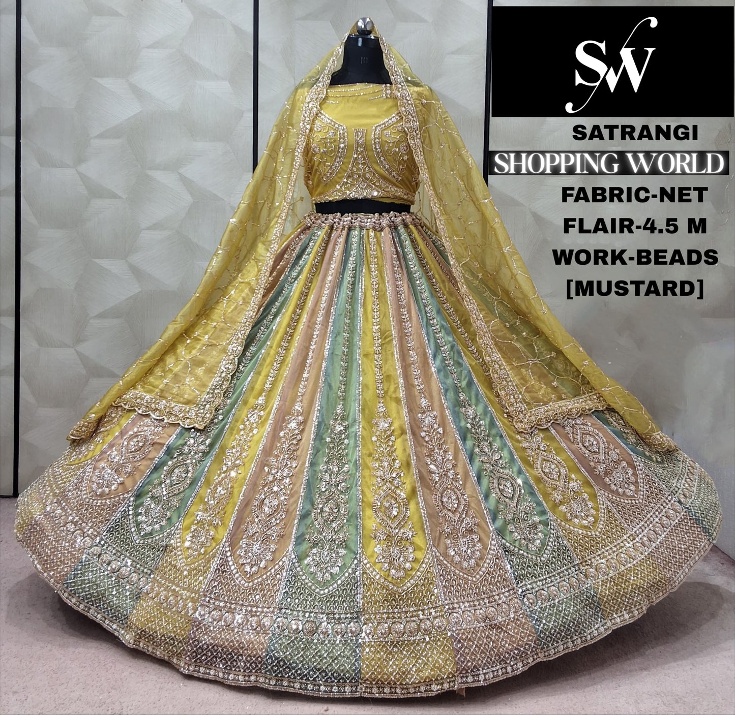 Multicolour Lavender Net Lehenga