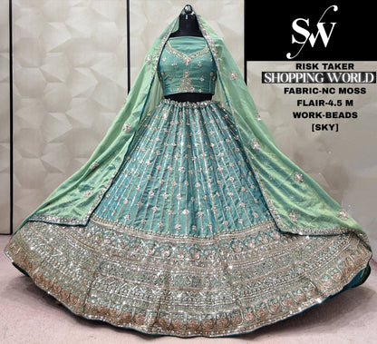 Peach Nc Moss Lehenga