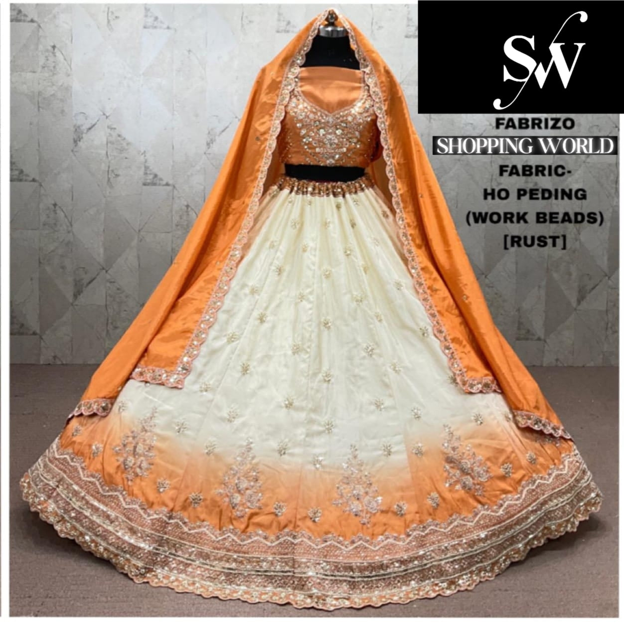 Rust Orange No peding Lehenga