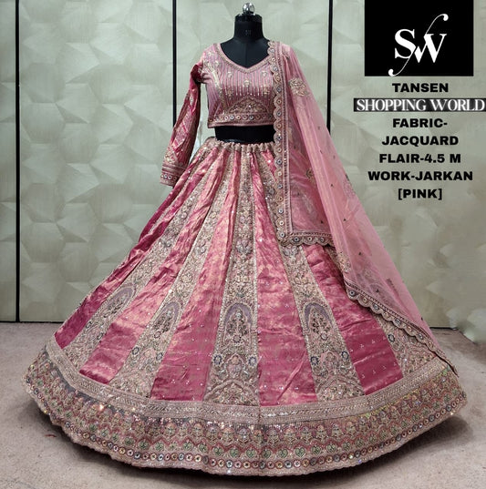 Pink Jacquard Lehenga