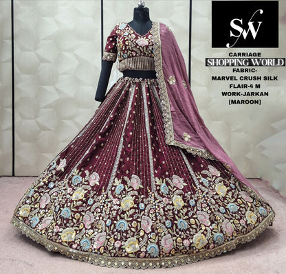 Coffee Brown Marvel Crush Silk Lehenga