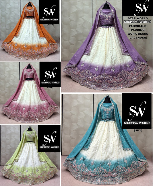Sky Blue Pink Lavender Rust Orange Green Ho Lehenga