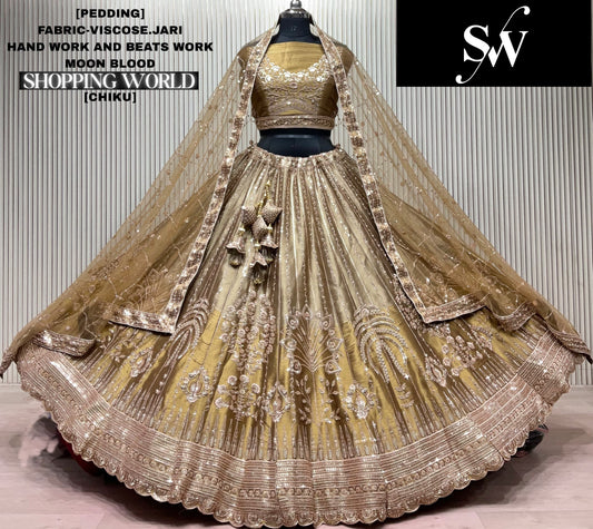 Chiku golden Visocose Jari Lehenga
