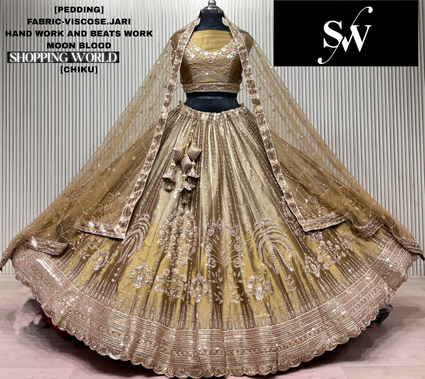 Chiku golden Visocose Jari Lehenga