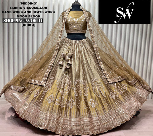 Chiku golden Visocose Jari Lehenga
