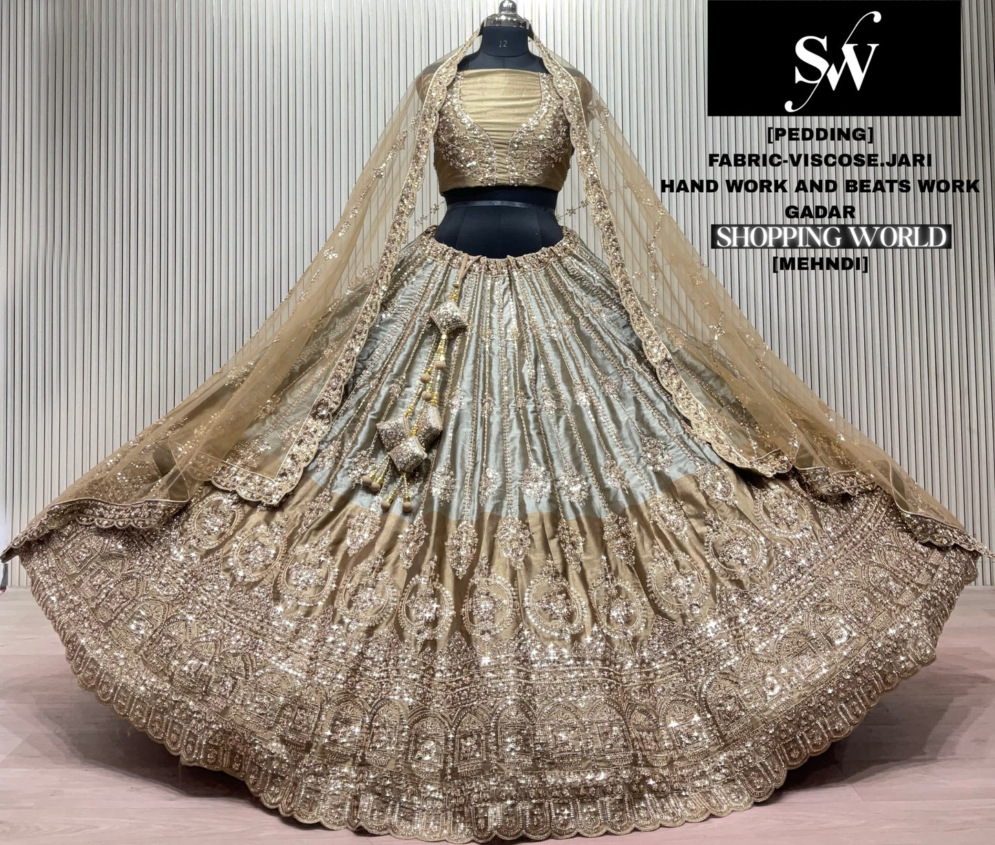 Mehendi Green Visocose Jari Lehenga