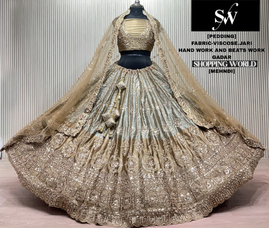 Mehendi Green Visocose Jari Lehenga