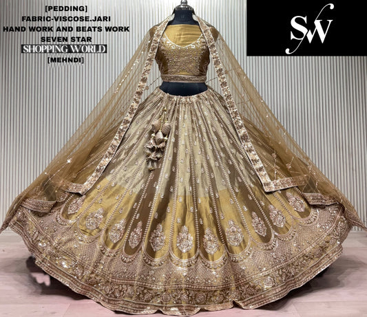 Mehendi Green Visocose Jari Lehenga