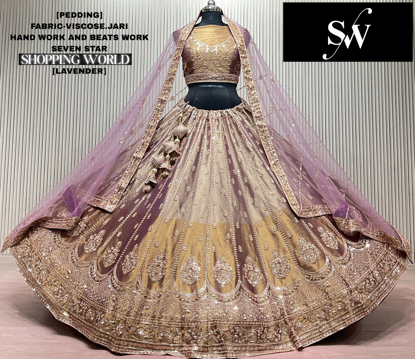 Lavender Visocose Jari Lehenga