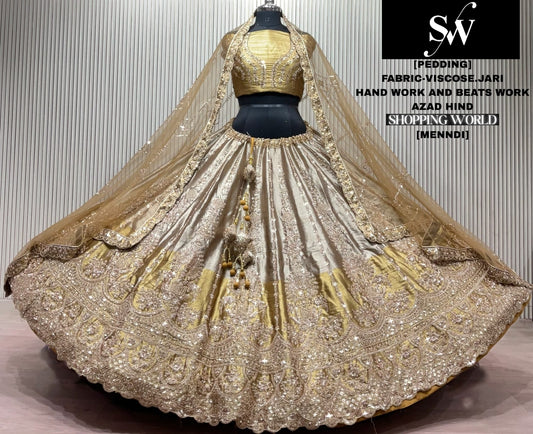 Mehendi Green Visocse Jari Lehenga