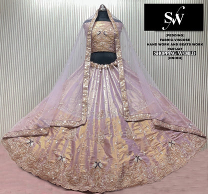 Onion pink Peacock Viscose Lehenga