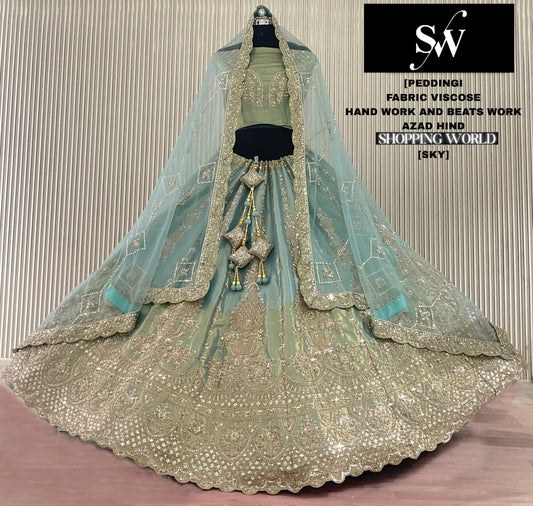 Mehendi Green Visocse Jari Lehenga