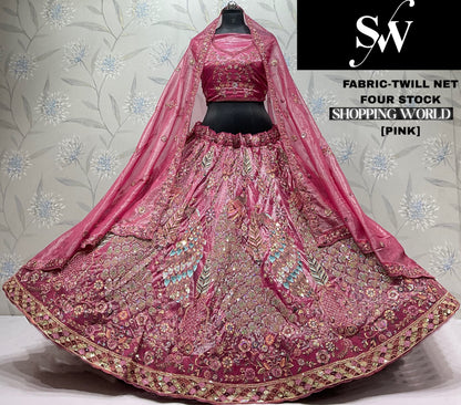 Lavender Peacock Twill Net  Lehenga