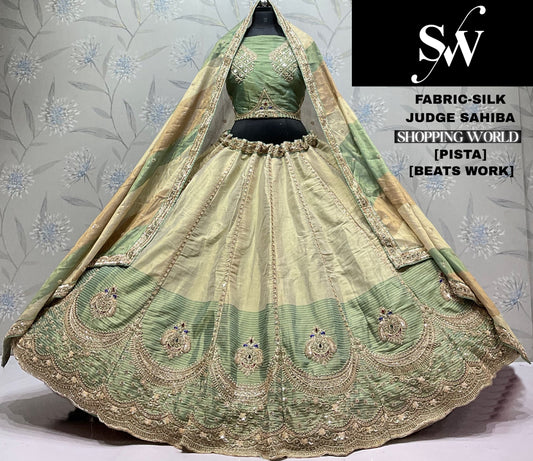 Pista Green Silk Lehenga