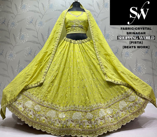 Pista Green Crystal Lehenga