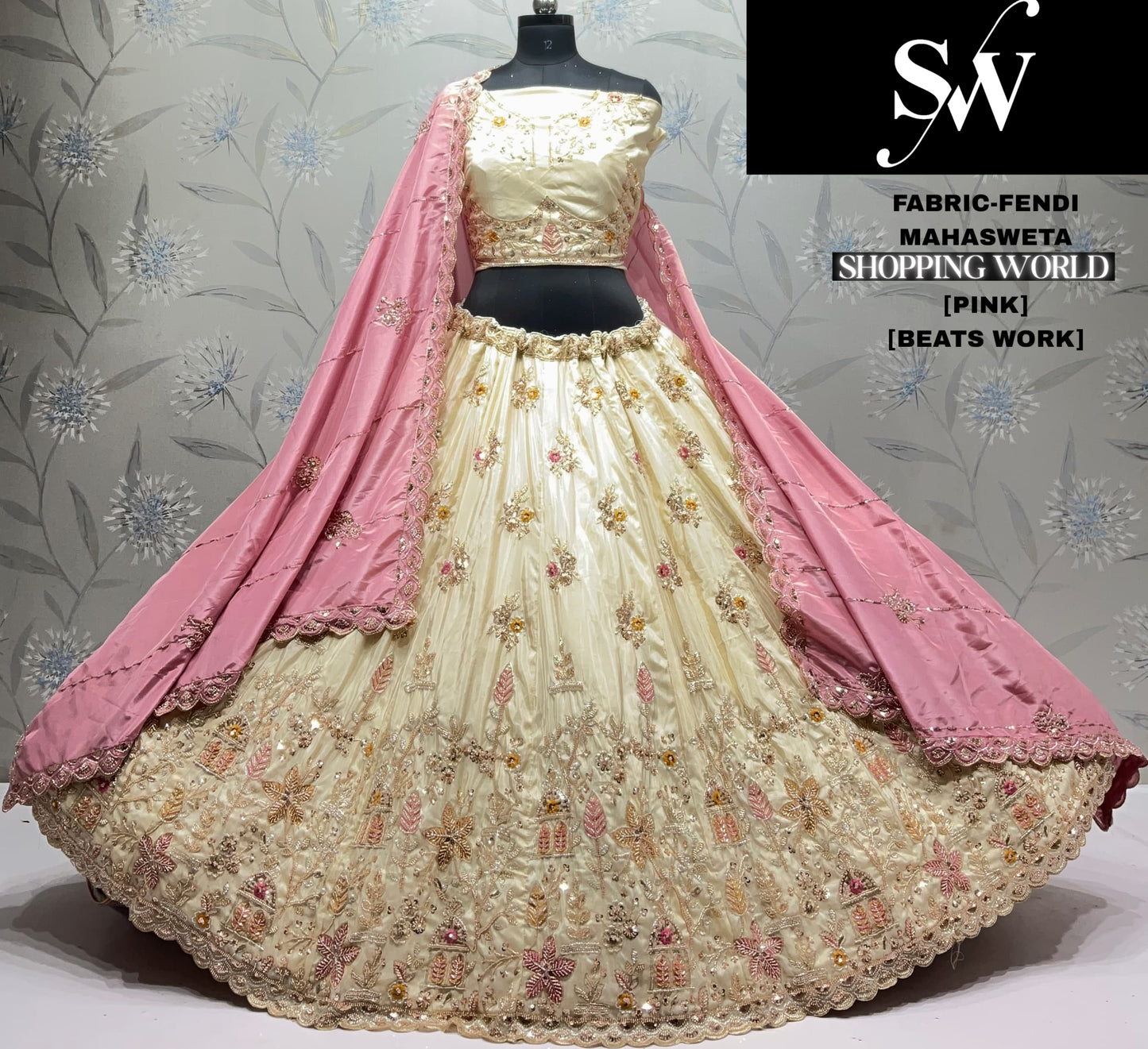 White Pink Fendi Lehenga