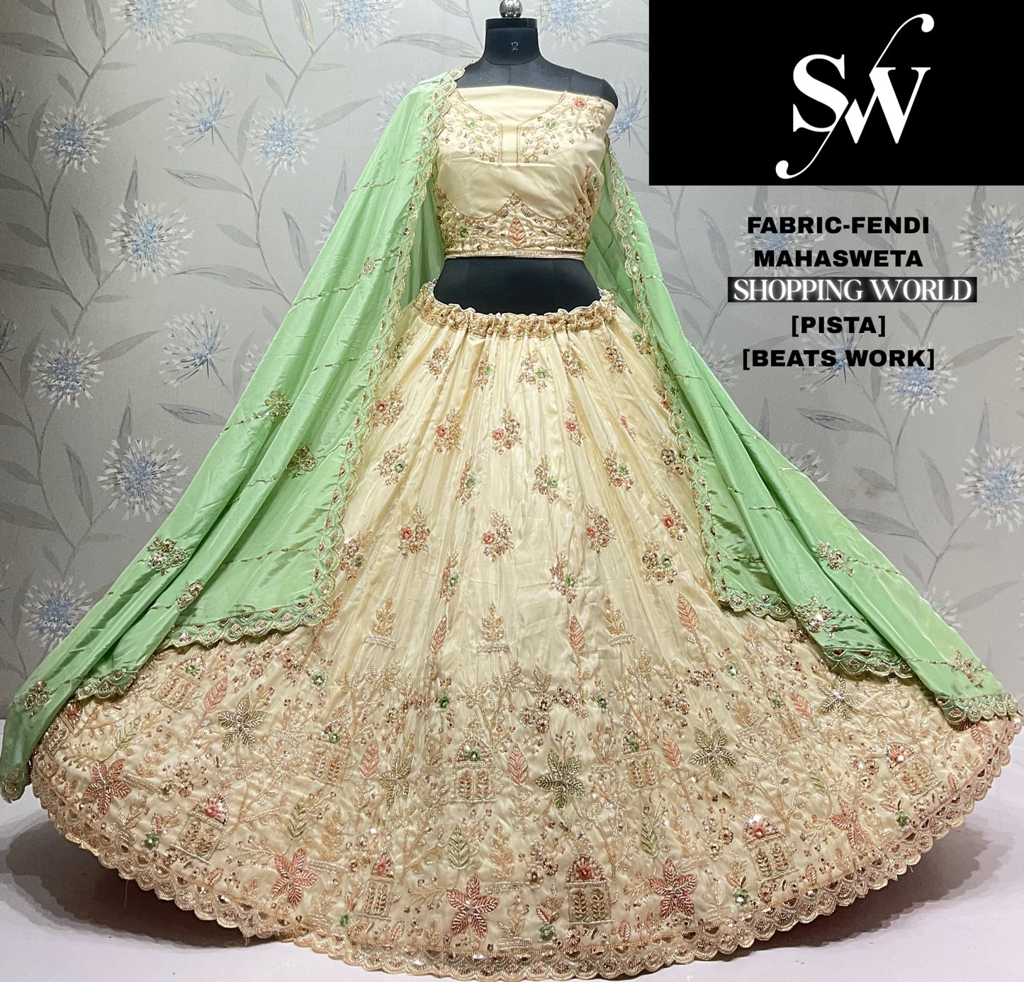 White Pink Fendi Lehenga
