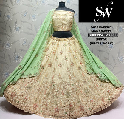 White Pink Fendi Lehenga