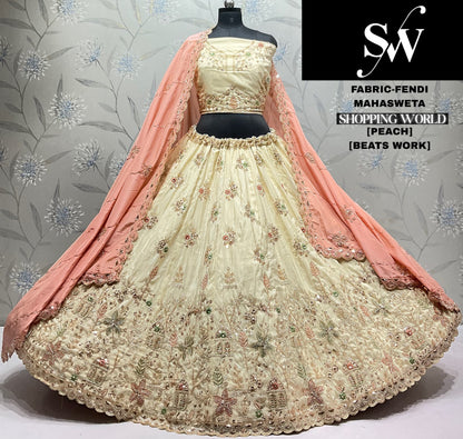 White Pink Fendi Lehenga