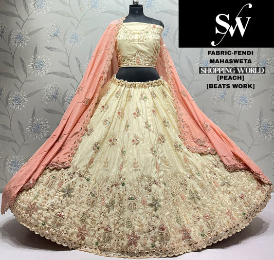 White peach Fendi Lehenga