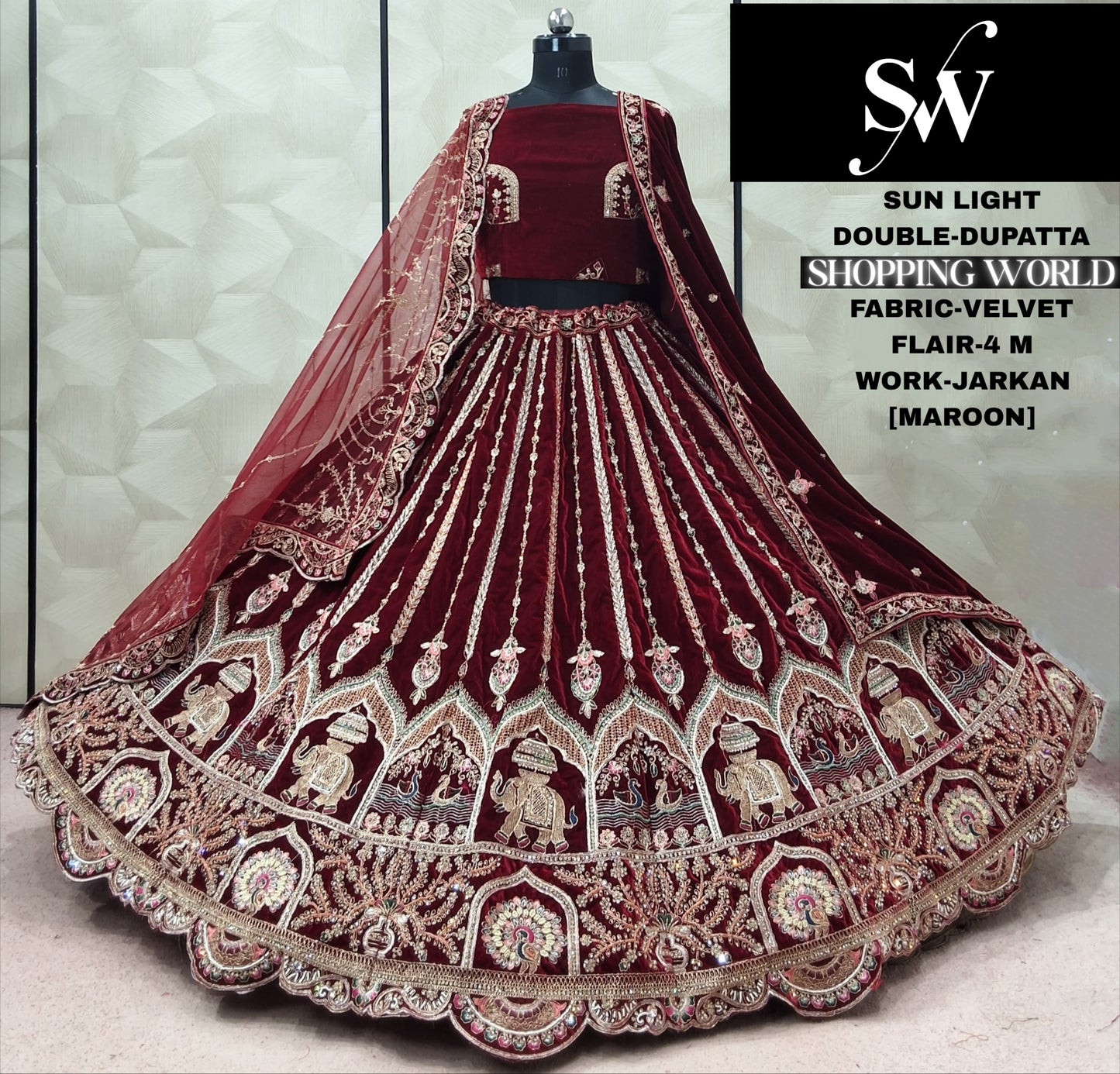 Red Double Dupatta Silk Lehenga