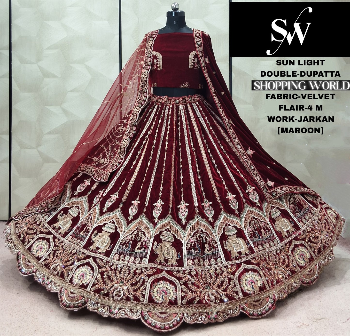 Red Double Dupatta Silk Lehenga