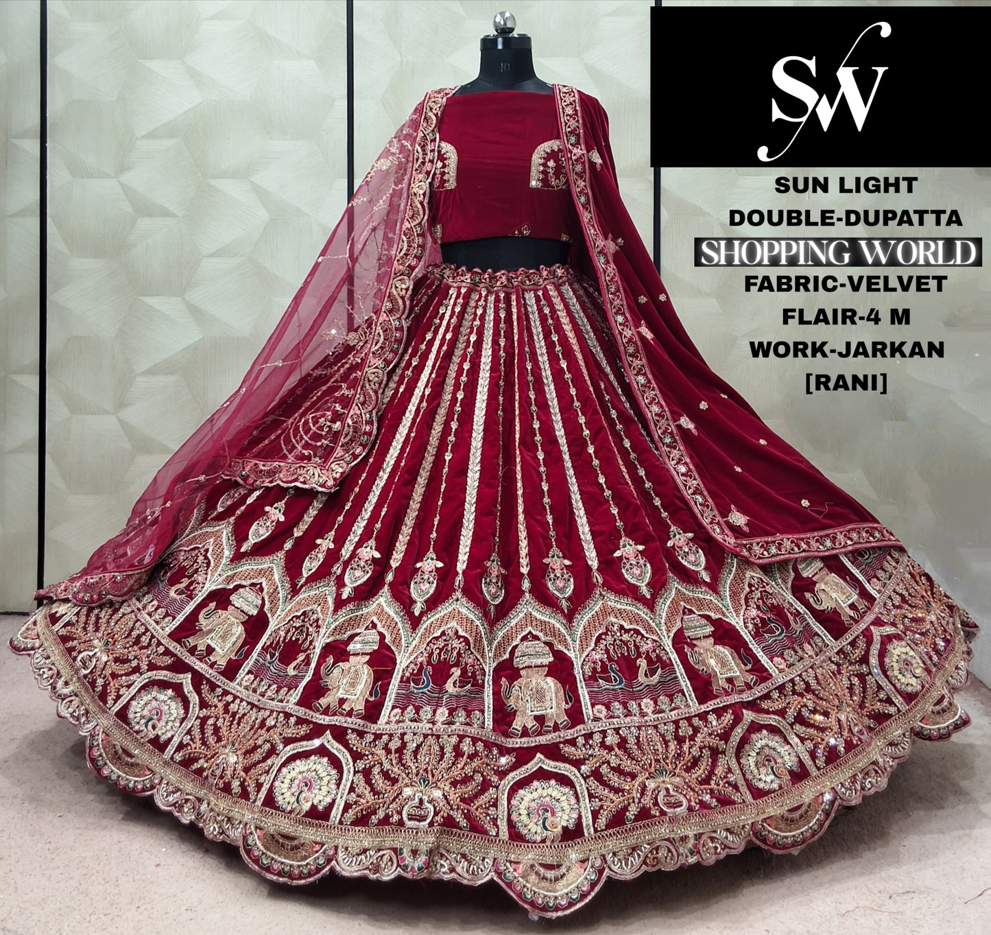 Red Double Dupatta Silk Lehenga