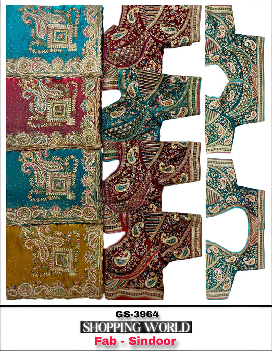 Sky Blue Blue Mustard Hot Pink Sindoor Saree