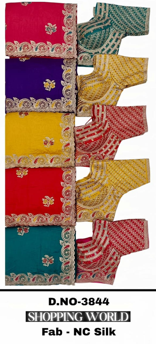 Blue Maroon Purple Yellow Pink Nc Silk Saree