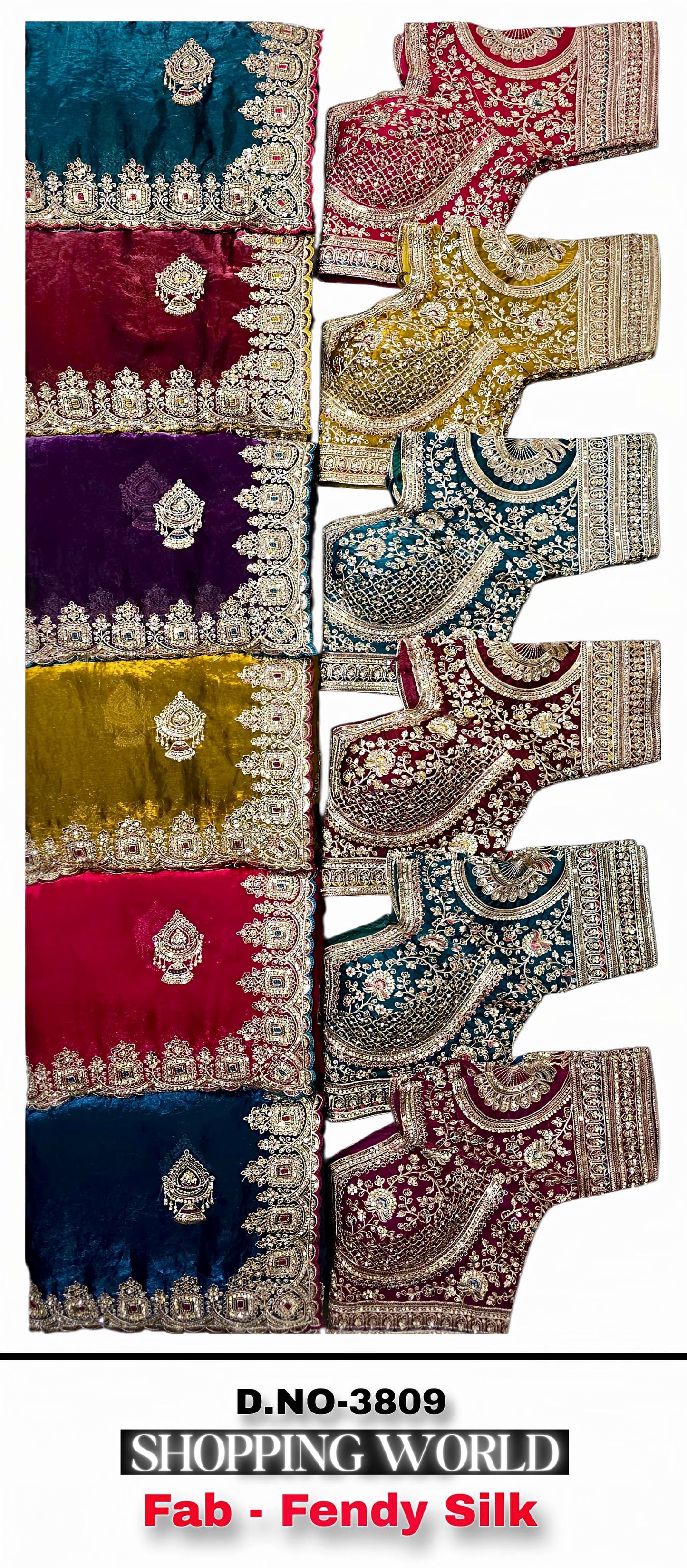 Blue Maroon Purple Yellow Hot Pink Fendy Silk Saree