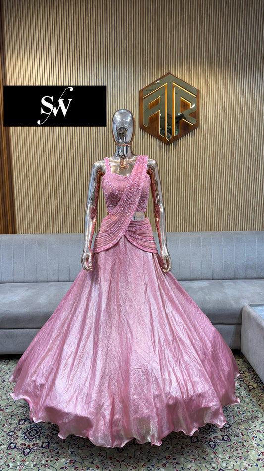 Pink Crop Top Lehenga