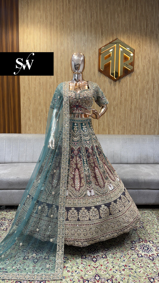 Rama Green Crop Top Lehenga