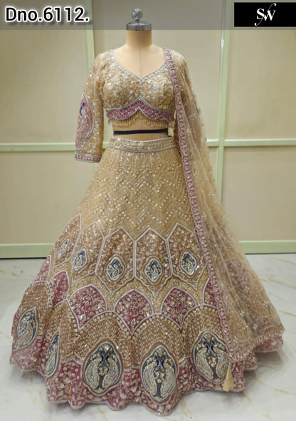 Golden On Golden Peacock Monotone Crop Top Lehenga