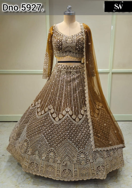Mustard Orange Hot Pink Crop Top Lehenga