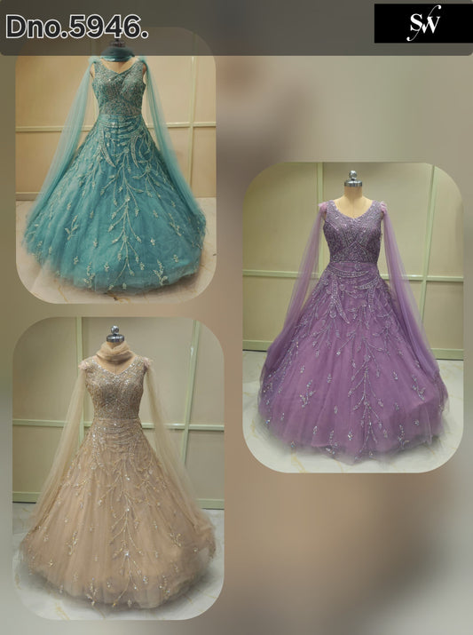 Blue Lavender Golden Gown