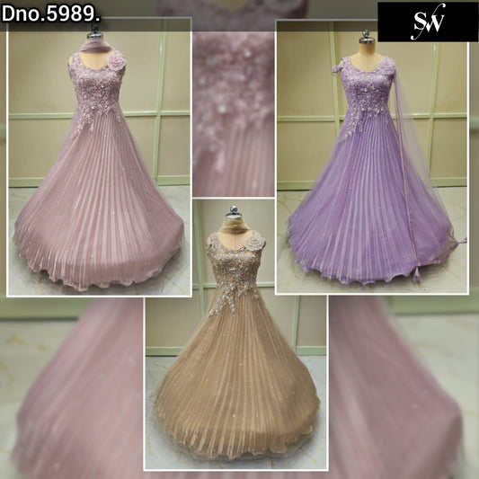 Pink Purple Golden Gown