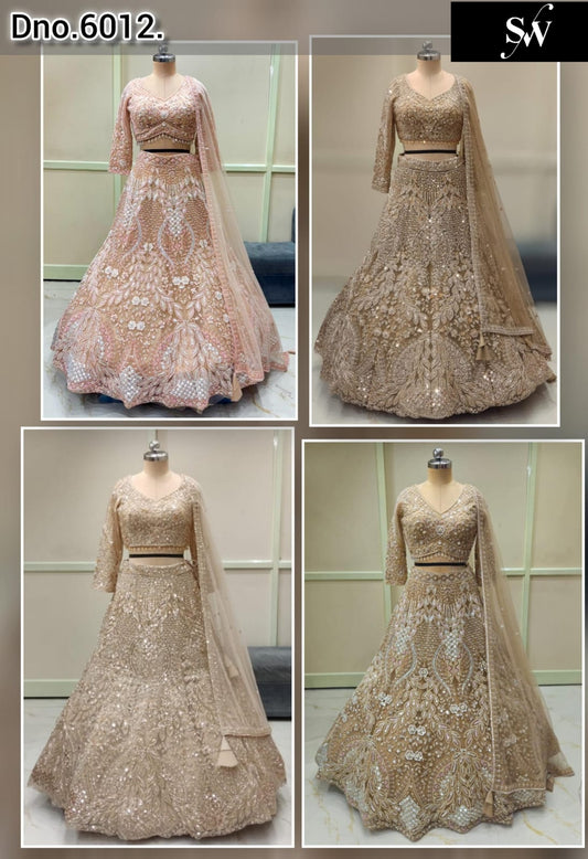 Pink Mustard Golden Peach Crop Top Lehenga