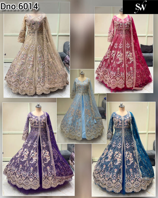 Beige Golden Blue Hot Pink Purple Sky Blue Peplum Farshi Garara Lehenga