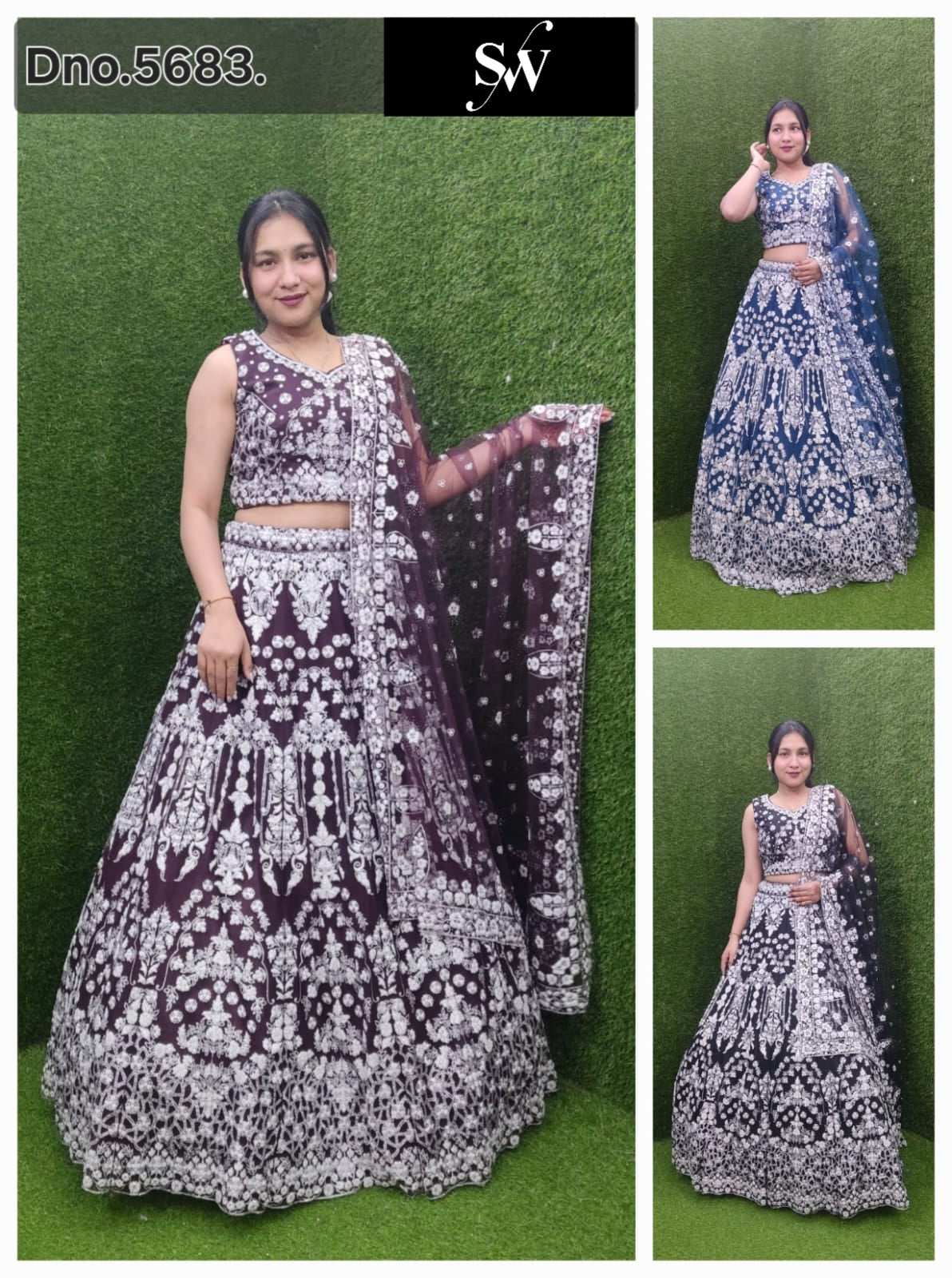 Blue Purple Crop Top Lehenga