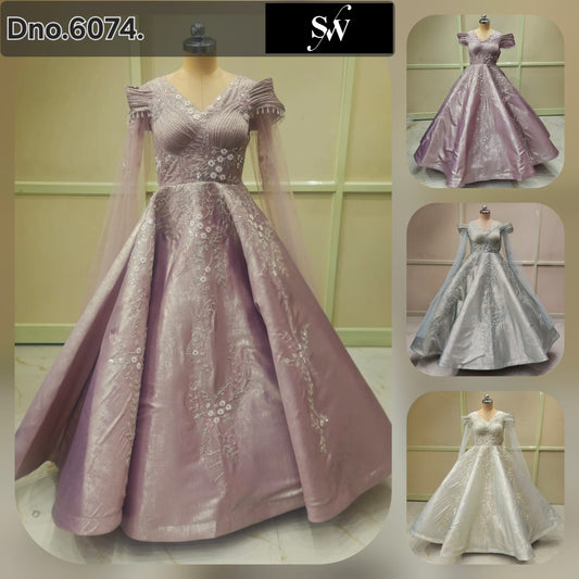 Silver Grey White Pink Gown