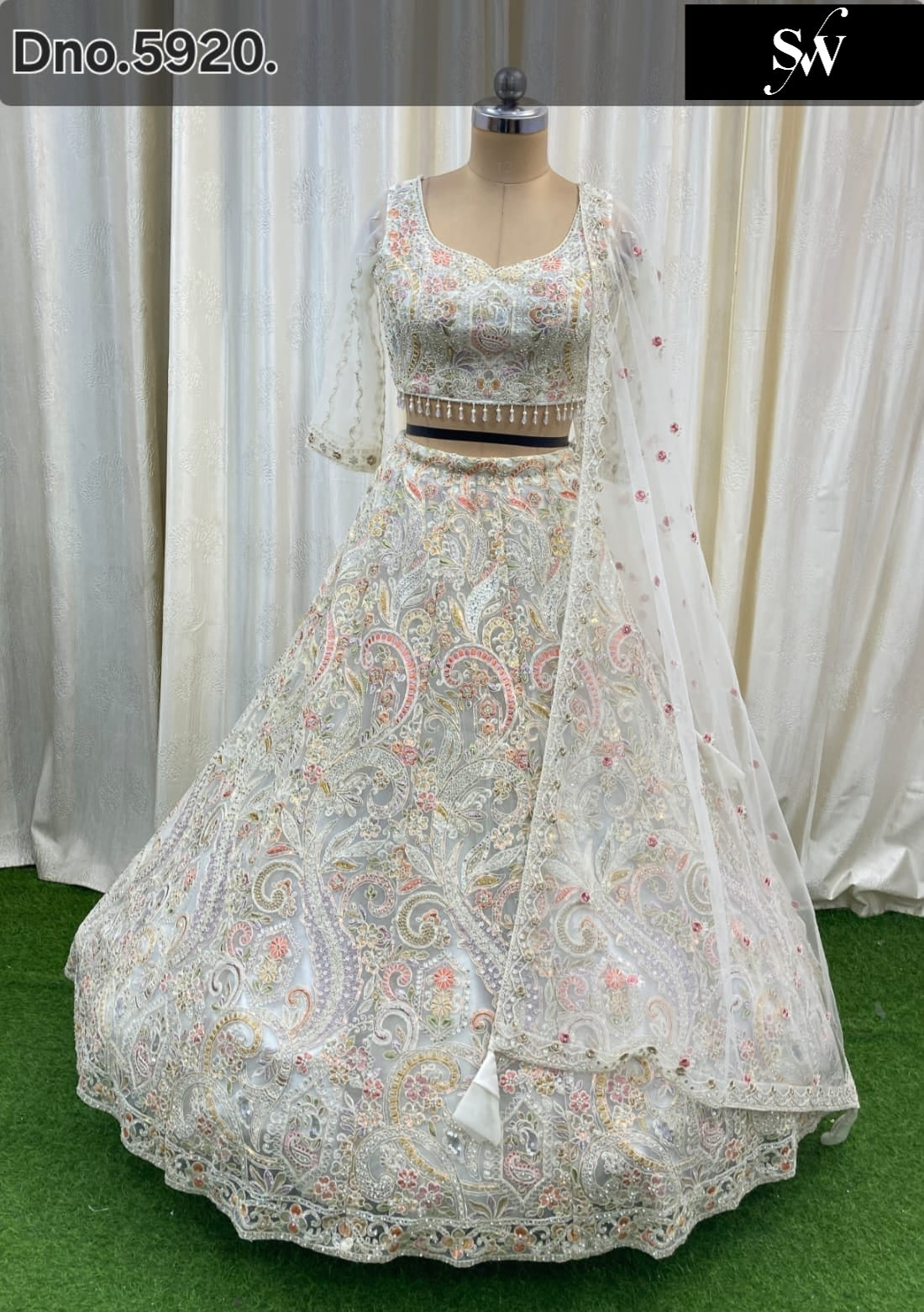 White Crop Top Lehenga