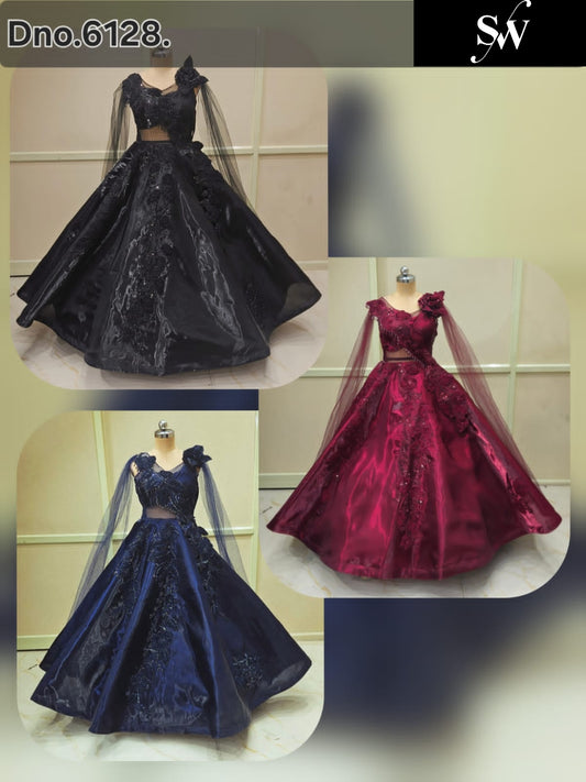 Maroon Black Dark Black Gown